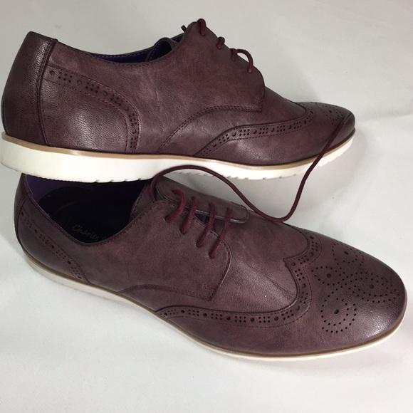 Charles Southwell Derby Mens Shoes Mens Slip On Faux Leather Brogue Shoes Tan